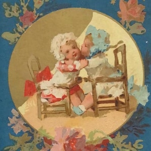 Antieke Franse Trade Card – Victoriaanse baby- en maanscène – Labbey & Cie Paris