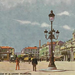 Antieke Franse ansichtkaart – Nice Place Masséna & Casino Municipal, Belle Époque Oilette van Tuck, circa 1900