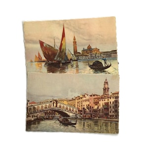 Lot de 2 cartes postales vintage de Venise - Grand Canal, basilique Saint-Marc et monuments historiques