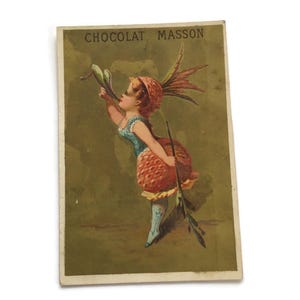 Antike französische Handelskarte - Chocolat Masson Ananas Feenkostüm (um 1890er Jahre)