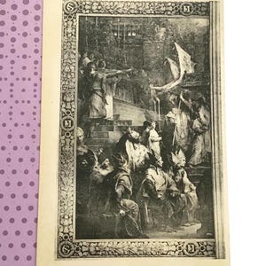 Franse ansichtkaart Karel de Grote-kroning, muurschildering pantheon, ca. 1905