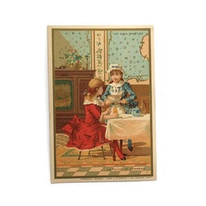 Cartão comercial francês vintage - La Modiste (The Milliner) - Au Bon Marché Paris
