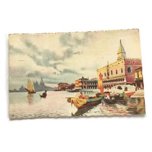 Postal italiana vintage - Riva degli Schiavoni Venecia - Litografía de principios de 1900