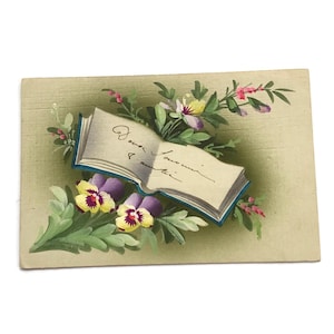 Antique French Postcard – Hand-Painted Floral Design, Early 1900s