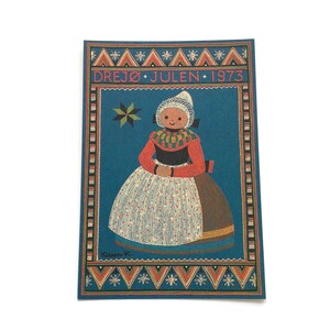 Cartolina di Natale danese vintage del 1973 / Drejø Julen / Karen Fjord Kjærsgaard