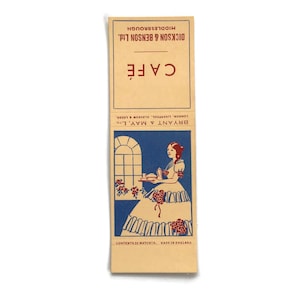 Vintage Bryant & May Streichholzbrief - Dickson und Benson Café, Middelsbrough Werbung