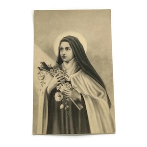 Cartolina francese d'epoca di Santa Teresa di Lisieux – Materiale effimero cattolico – Stampa religiosa inutilizzata – Inizio del XX secolo