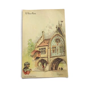 Postal antigua de París – Cour du Pré aux Clercs, vista ilustrada