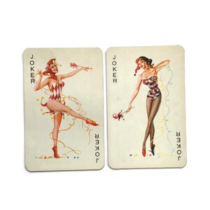Set of 2 Vintage Pin-Up Joker Playing Cards – Harlequin Showgirl Design