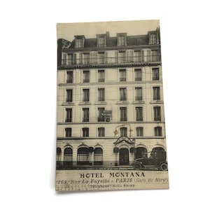 Carte postale vintage de Paris – Hôtel Montana, Gare du Nord – Architecture française du début du XXe siècle
