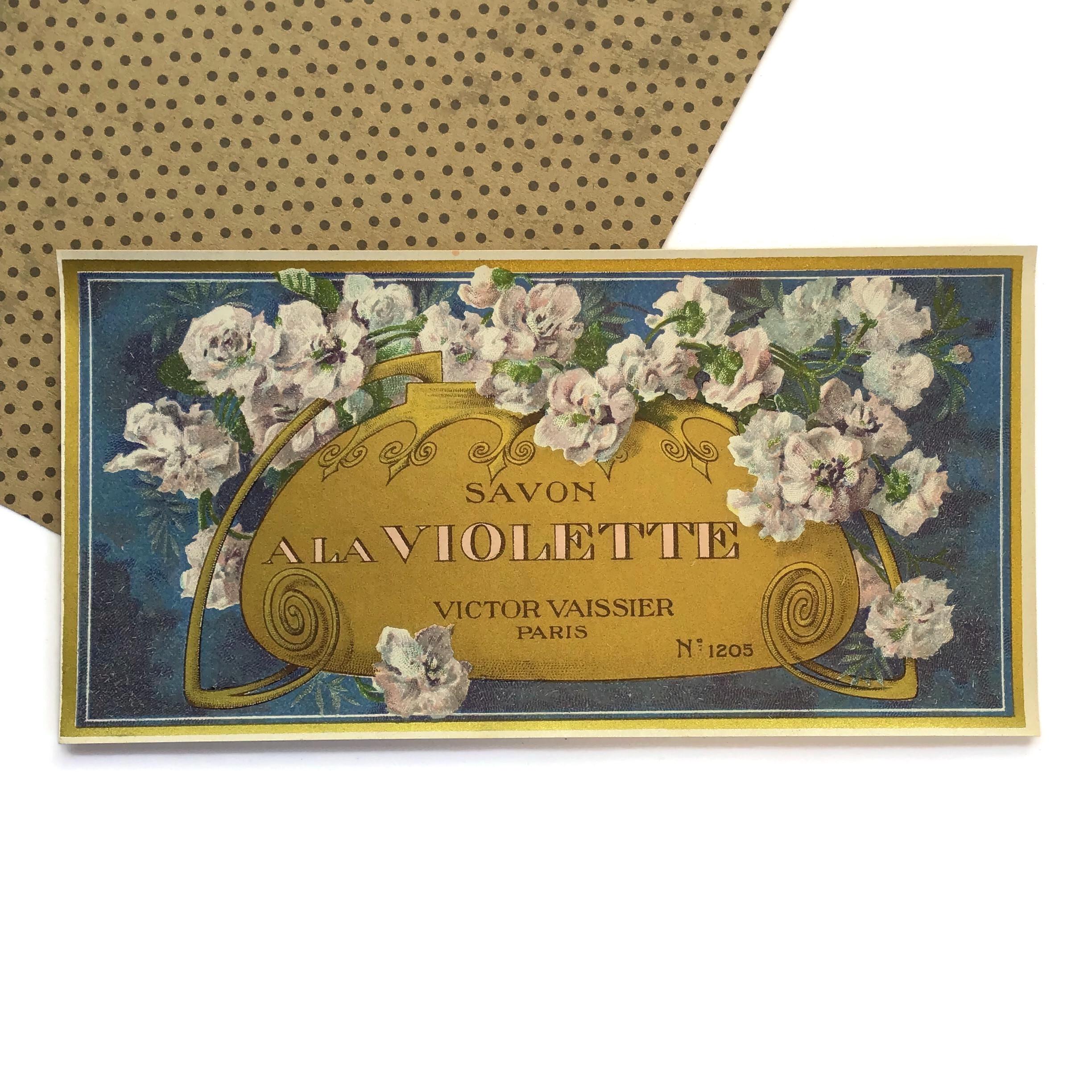Antique French Soap Label – Violet Flower Label – Victor Vaissier