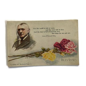 Postal antigua de 1907: James Whitcomb Riley "Riley Roses"