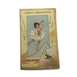 Antike französische Handelskarte – Chocolat Guérin-Boutron – Werbung für eine viktorianische Ballerina