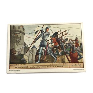 Carte de commerce Liebig antique – Jeanne d'Arc assiégeant Orléans – France, début des années 1900