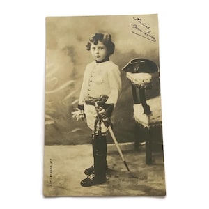 Vintage French Postcard – Boy in Military Uniform – Early 1900s RPPC