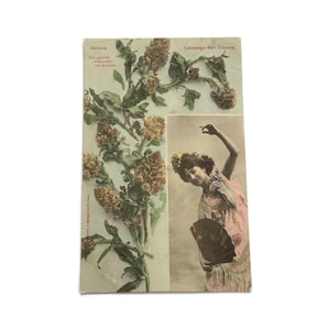 Antica cartolina francese – Linguaggio dei fiori, Reseda, Belle Époque