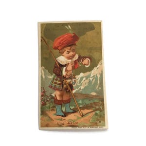 Carte de commerce française ancienne – Écossais dans les montagnes