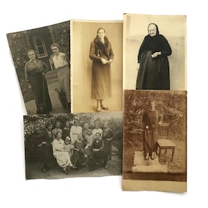 Vintage Foto Postkarten Lot, Frauen Porträts & Familiengruppe Szene, Fehlerhaft