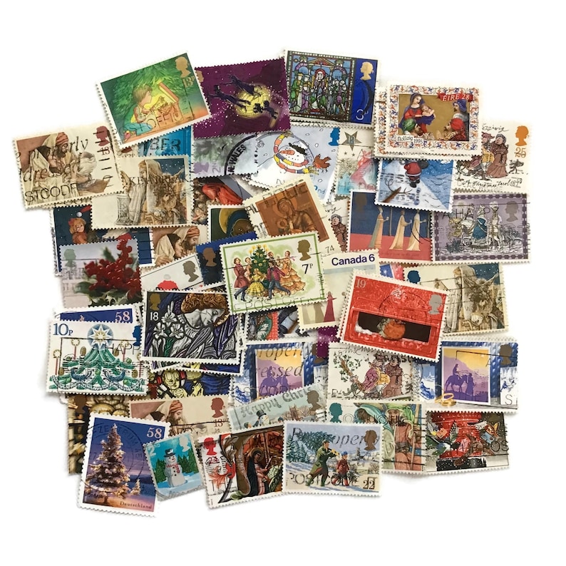 Vintage Christmas Stamps – Holiday Ephemera from UK & World – 1960s–2000s Mixed Lot (50) image 3