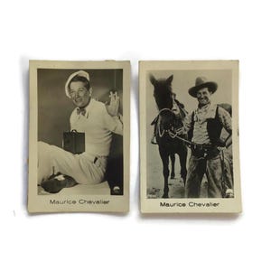 Tarjetas de cigarrillos de Maurice Chevalier: Juego de 2 fotos de la película Ramsés de la década de 1930, Alemania