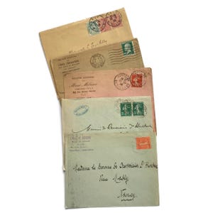 Juego de sobres franceses antiguos / Cartas a Nancy con matasellos de principios del siglo XX / Lote de efímeras vintage para manualidades y diarios