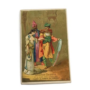 Carte postale ancienne de France – Le miroir enchanté – Scène de théâtre fantastique, éphémères du XIXe siècle