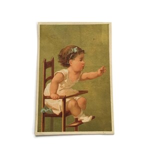 Cartão de Comércio Antigo – Menina Alcançando, Século XIX