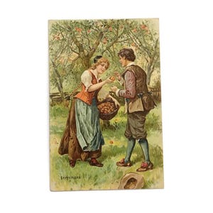Ancienne carte postale allemande - scène de récolte en relief - carte de collection vintage des années 1900 - non utilisée