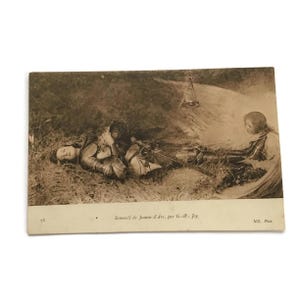 Französische Vintage Postkarte • "Sommeil de Jeanne d'Arc" von G.-W. Joy • Historisches Jeanne d´Arc Kunstwerk • Französisches Sammlerstück