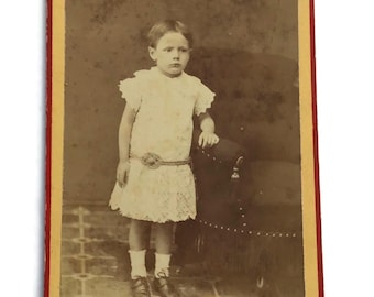 Vintage Child Portrait - 19th Century Sepia Cabinet Card