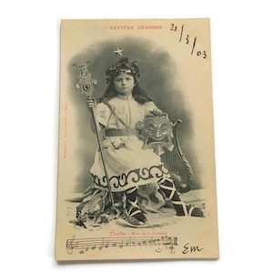 Cartolina d'epoca del 1903 - Thalia, musa della commedia, serie Piccole Dee