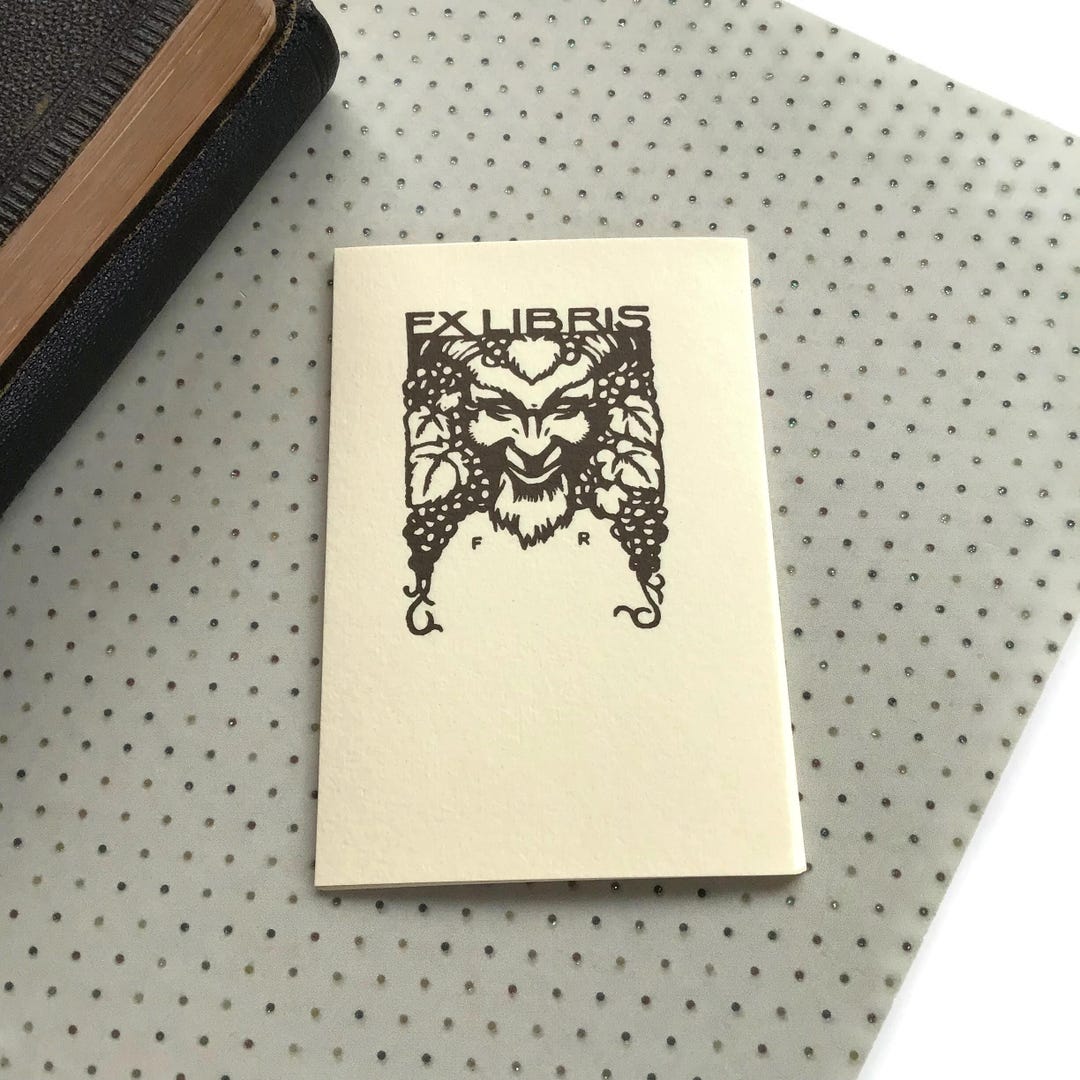 Ex Libris Satyr Bookplate - Grape Vine Frame, Vintage Library Label ...