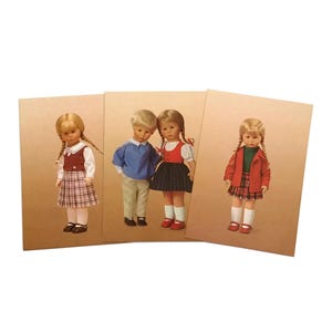 Cartoline vintage della bambola Käthe Kruse – Set di 3 con fotografia classica della bambola (circa anni '50-'60)