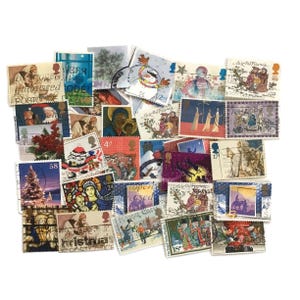 Vintage Christmas Stamps – Holiday Ephemera from UK & World – 1960s–2000s Mixed Lot (50) image 2