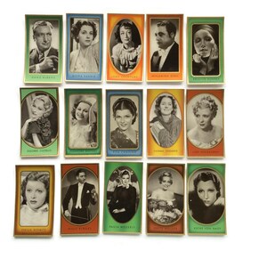 15 figurine di sigarette d&#39;epoca – Star del cinema degli anni &#39;30 – Foto ritratti – Effimere del cinema classico di Hollywood e tedesco