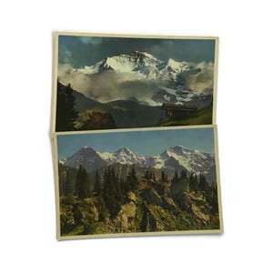 Set di 2 cartoline d'epoca delle Alpi svizzere - Eiger, Mönch, Jungfrau, di Trub & Co. Aarau