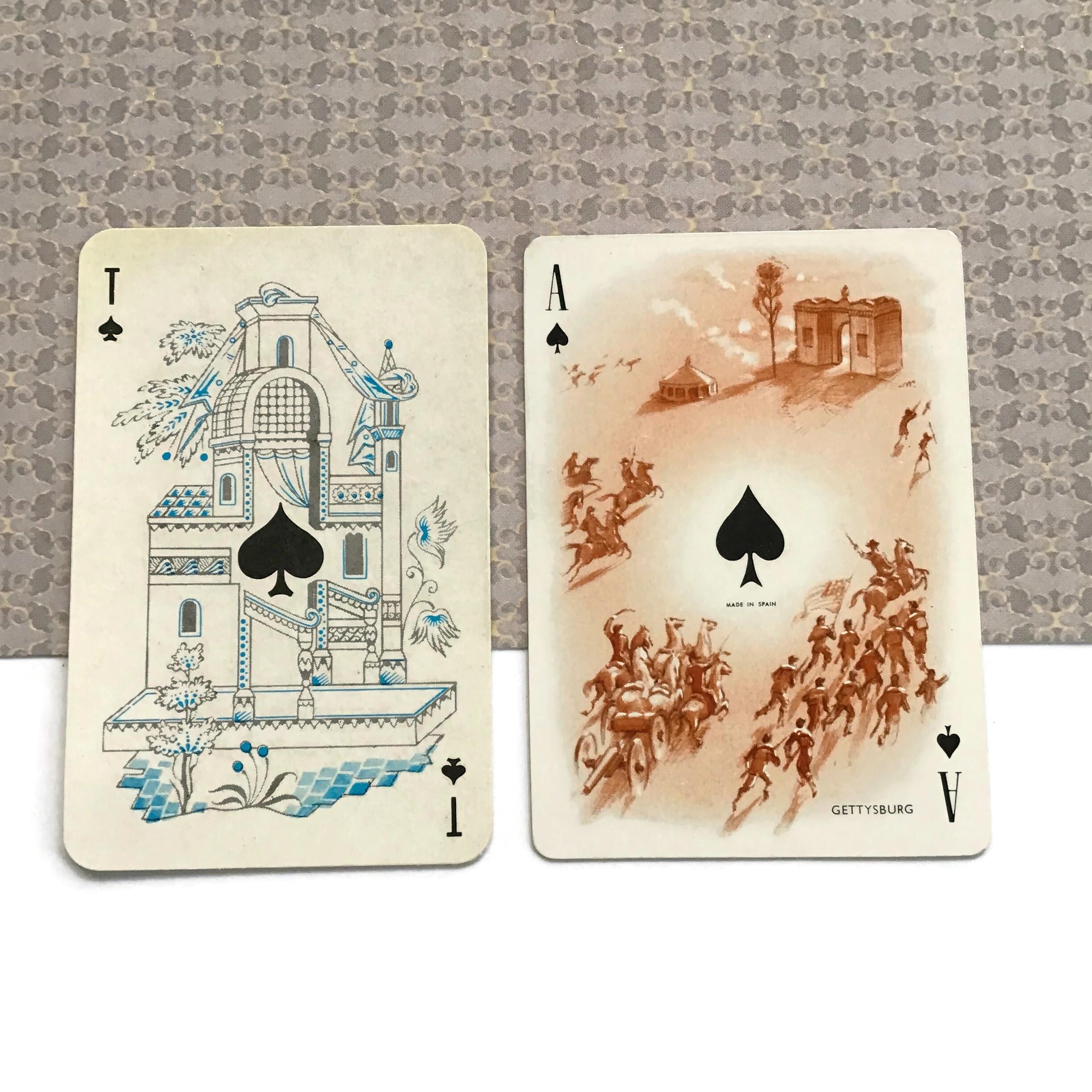 アンティーク雑貨 70s~ Eddie Bauer Vintage Playing Cards Ace of Spades Playing Cards Pair, Architectural and Sepia Scene, C