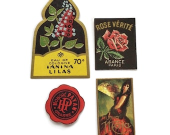 Antique 1900s Perfume Labels France Spain | Art Nouveau Floral Ephemera | Fragrance Advertising Collection