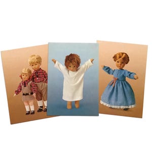 Cartoline vintage della bambola Käthe Kruse – Set di 3 con fotografia classica della bambola (circa anni '50-'60)