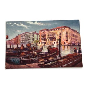 Carte postale de Venise antique - Vue sur le Grand Canal depuis le marché aux poissons, carte postale de Tuck