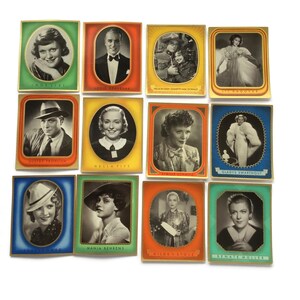 Figurine di sigarette con star del cinema degli anni &#39;30 - Set di 12 ritratti di attori cinematografici d&#39;epoca