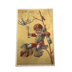 Antike französische Handelskarte – Au Bon Märzé, Paris – Viktorianische Werbung Ephemera