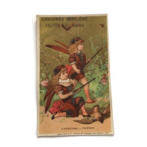 Antike französische Handelskarte – 1890er Jahre Fantasy Kinder Insektenkostüme Illustration