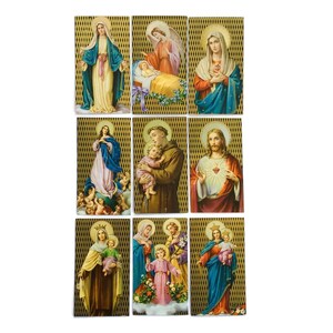 Lotto di immagini sacre cattoliche d'epoca - Set di 9 stampe religiose da collezione, Santi e Madonna
