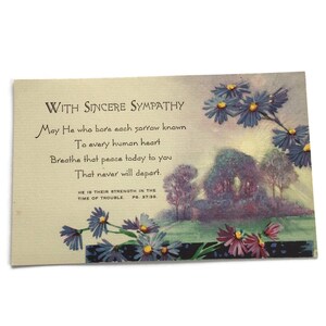 Carte de sympathie vintage – Avec nos plus sincères condoléances – Verset religieux