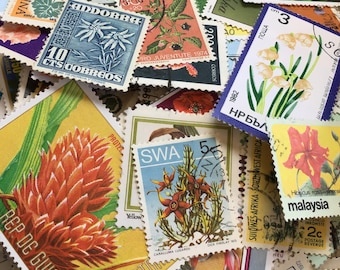 Vintage botanische en bloemenpostzegels – collectie bloemenpostzegels, kies 25 of 50