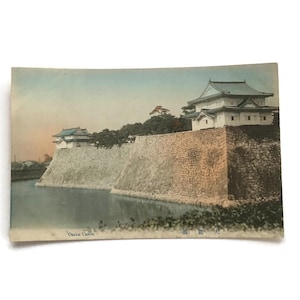 Antieke Japanse ansichtkaart – Kasteel Osaka – handgekleurd