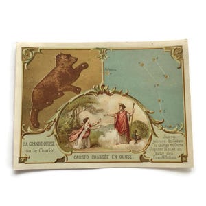 Antica carta commerciale francese – Callisto e Orsa Maggiore – Serie Mitologia e Costellazione Ephemera