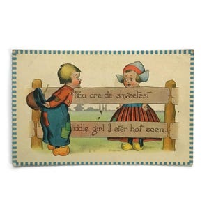 Cartolina d'epoca Pennsylvania Dutch • "Sei la ragazza più piccola e cattiva" • Cartolina umoristica dei primi anni del 1900 • Effimera USA