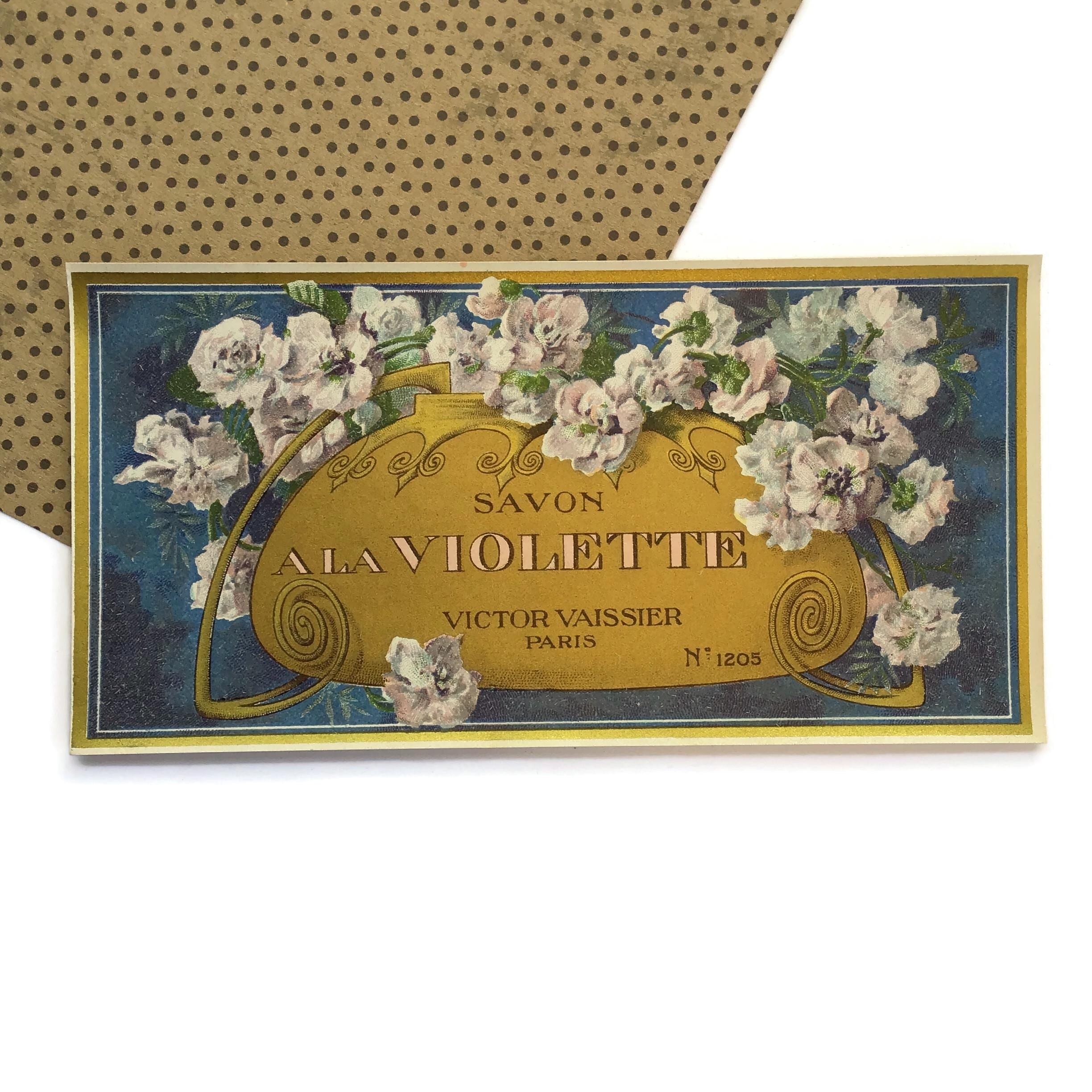 Antique French Soap Label – Violet Flower Label – Victor Vaissier